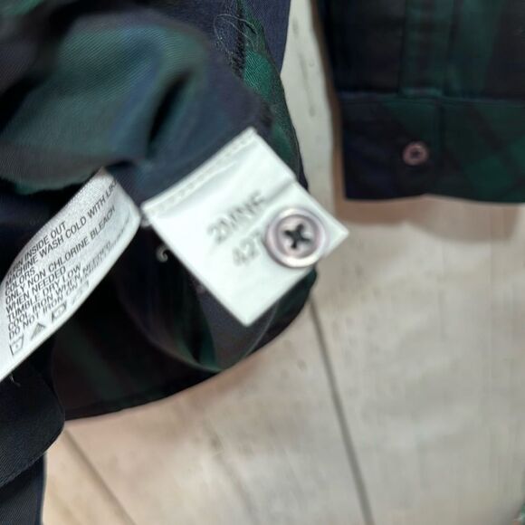 Orvis Womens Plaid Button Down Shirt with Beaded Trim Green Navy Preppy Classic - Picture 14 of 16